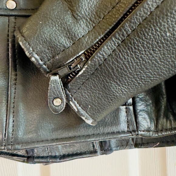 EUC Unik Premium Black Leather Braided Side Details Motorcycle Jacket Size M - Picture 6 of 8